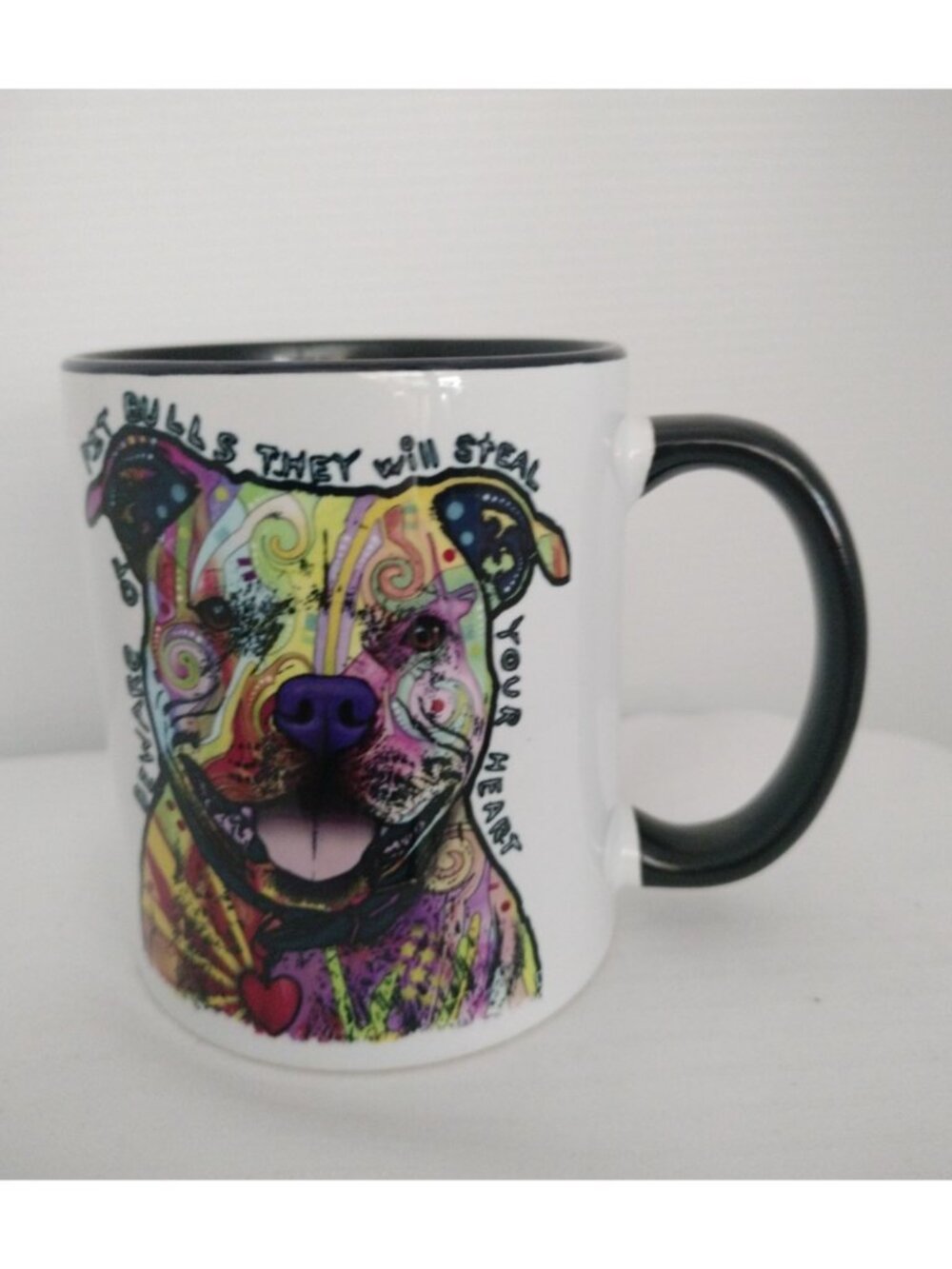 Beware Of Pit Bulls Dog Will Steal Your Hart Coffee Mug New 3"3/4x3"1/8